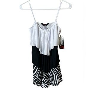 NWT Sears 1955 Vintage Tiered Zebra Print Tank‎ Top Size Small 80’s 90’s Y2K